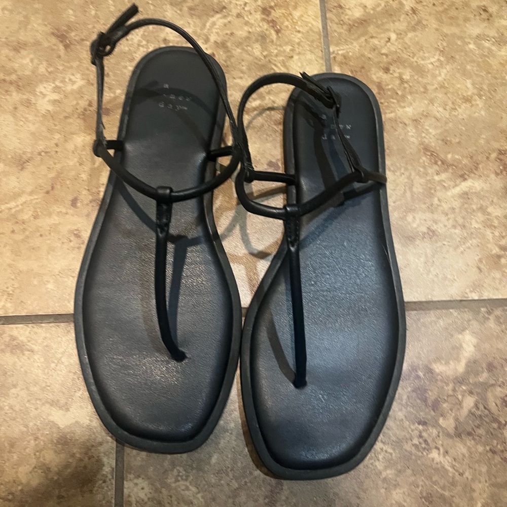 A New Day Black T-Strap Sandals Size 8